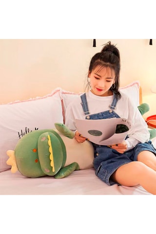 Coussin dinosaure - Vert et écru - 70 cm