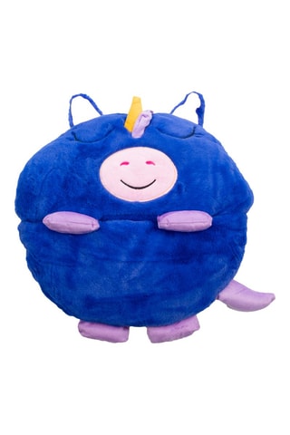 Sac de couchage transformable en oreiller licorne - Bleu roi et violet - 128 x 45 cm