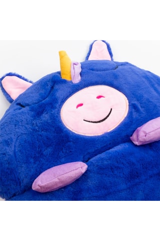 Sac de couchage transformable en oreiller licorne - Bleu roi et violet - 128 x 45 cm