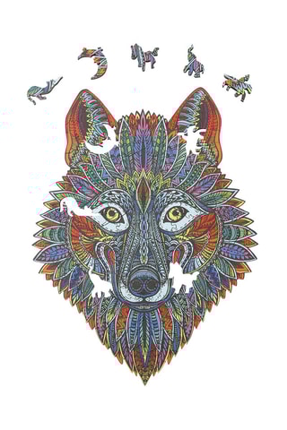 Puzzle loup en bois
