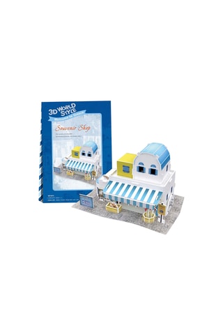 Puzzle 3D World style îles grecques boutique souvenir en bois de tilleul - 43 pièces - Dès 6 ans