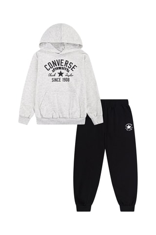 Sweat à capuche et pantalon - Gris chiné et noir
