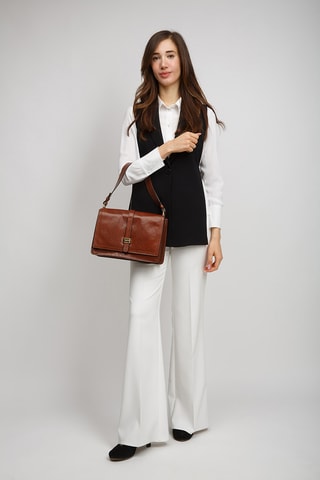 Sac porté épaule en cuir Beatrice - Camel