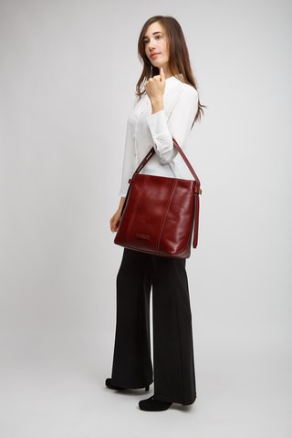 Sac porté épaule en cuir Vigna Nuovo - Bordeaux