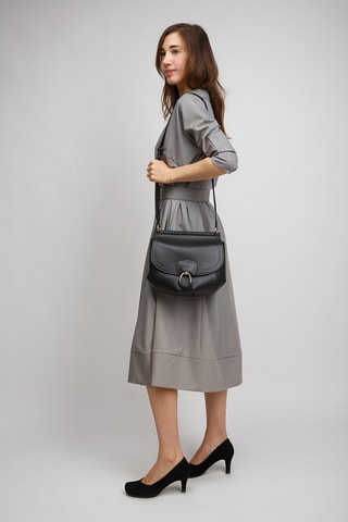 Sac bandoulière en cuir Erica - Noir