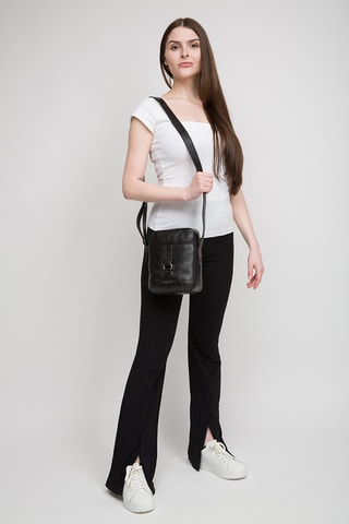 Sac bandoulière en cuir Cesare - Noir