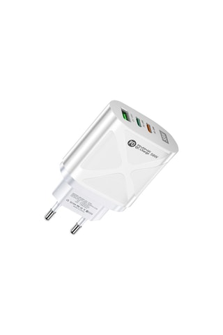 Carregador setor Quickcharge USB e Duplo PD USB Tipo-C 58 W - Branco - EKO
