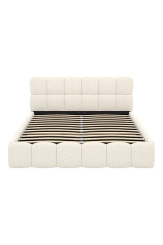 Lit coffre Bubble en tissu bouclette avec sommier et tête de lit 160x200cm