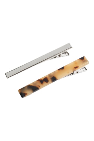 2 pinces à cheveux - Argenté et beige