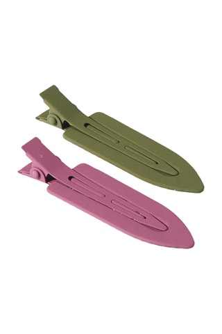 2 pinces à cheveux - Rose et vert
