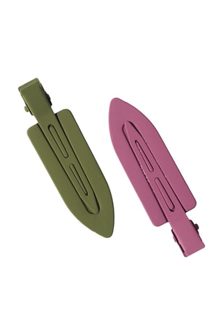 2 pinces à cheveux - Rose et vert