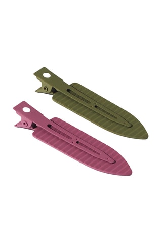 2 pinces à cheveux - Rose et vert
