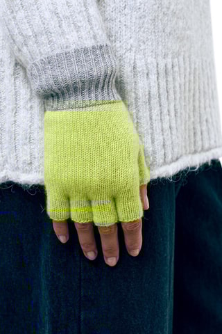 Gants en cachemire - Vert fluo et gris