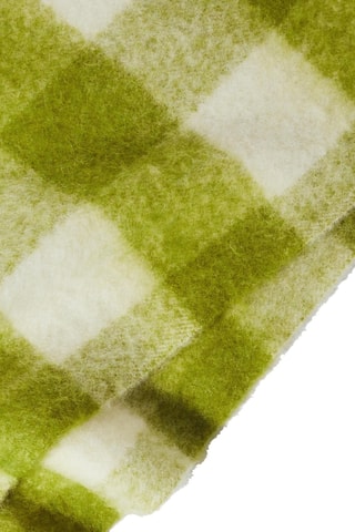 Echarpe en laine et alpaga - Vert olive et blanc