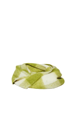 Echarpe en laine et alpaga - Vert olive et blanc