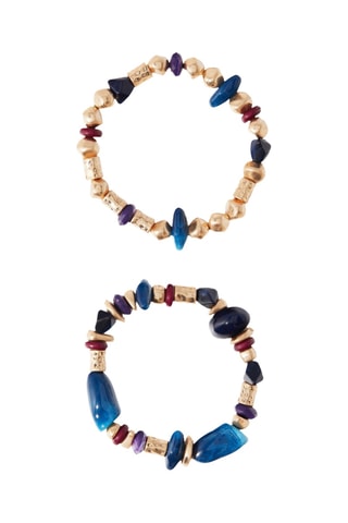 2 bracelets - Doré et bleu foncé