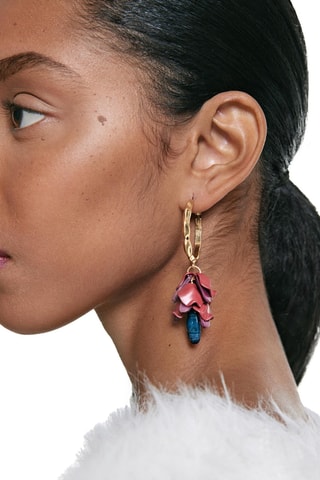 Orecchini a cerchio - Dorato e rosso