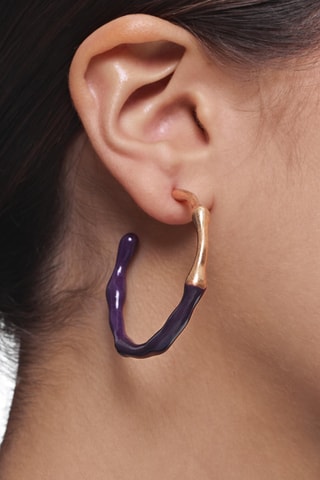 Orecchini a cerchio - Dorato e viola