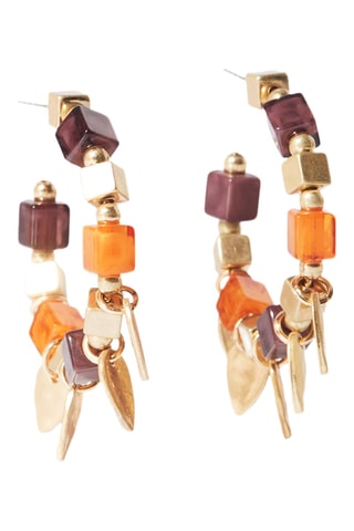 Orecchini a cerchio - Dorato e arancione