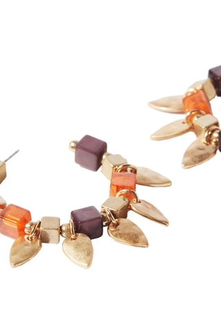 Orecchini a cerchio - Dorato e arancione