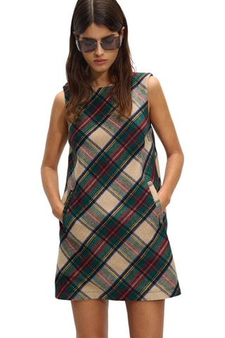 Robe droite - Vert et beige clair