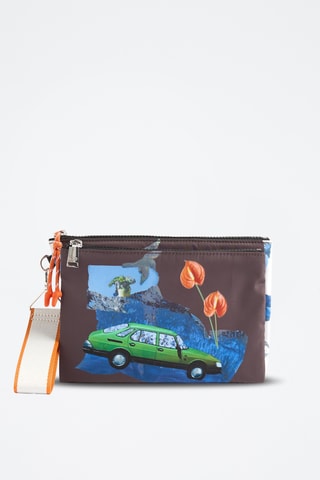 Pochette - Marron et bleu