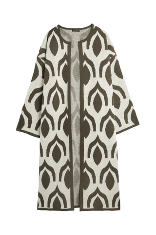 Gilet long - Kaki et blanc