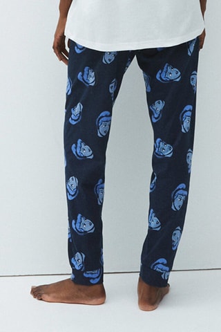 Pantalon droit en coton biologique Cendrillon Disney Cendrilliz - Bleu marine - Undiz