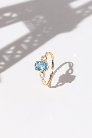 Bague Tobago - Geelgoud, Topazen en Diamanten