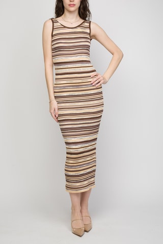 Robe longue - Marron et beige