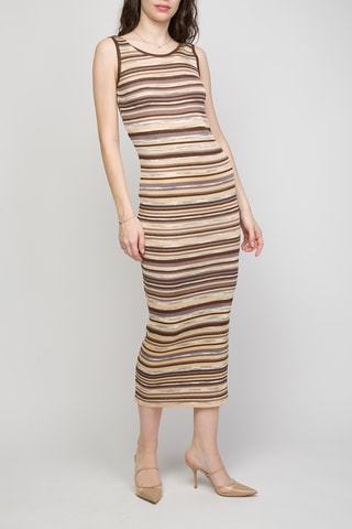 Robe longue - Marron et beige