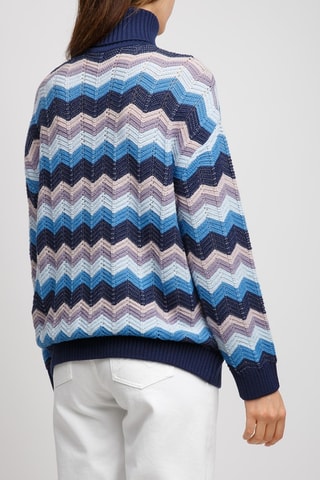 Pull en laine - Bleu marine et turquoise