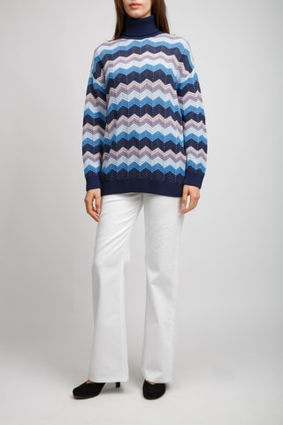 Pull en laine - Bleu marine et turquoise