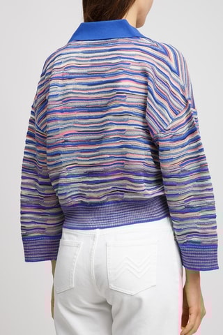 Pull en laine - Bleu foncé et rose