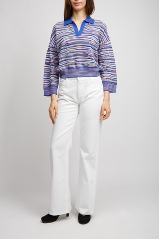 Pull en laine - Bleu foncé et rose