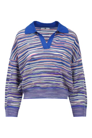 Pull en laine - Bleu foncé et rose