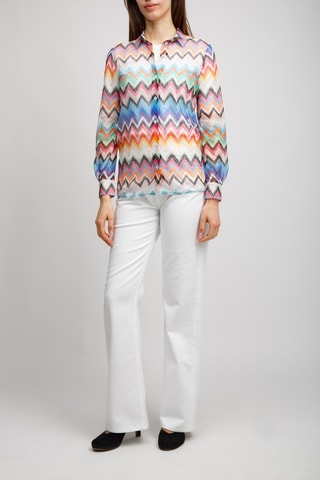 Blouse - Wit en Lichtblauw