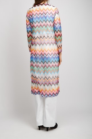 Cárdigan largo - Blanco y azul claro