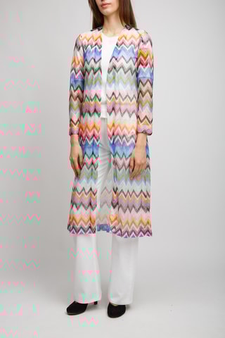 Cárdigan largo - Blanco y azul claro