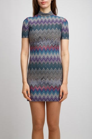 Robe fourreau en laine - Violet et turquoise