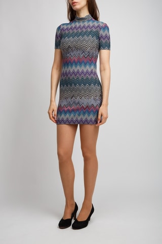 Robe fourreau en laine - Violet et turquoise