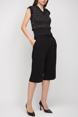 Bermuda met hoge taille - Zwart