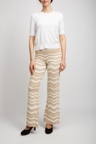 Pantalon en laine taille haute - Rose et blanc