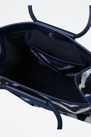 Kalfsleren Shopper - Blauw