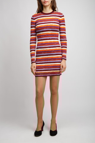 Robe pull en laine - Orange et marron