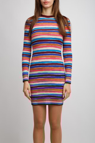 Robe pull en laine - Rose et bleu clair