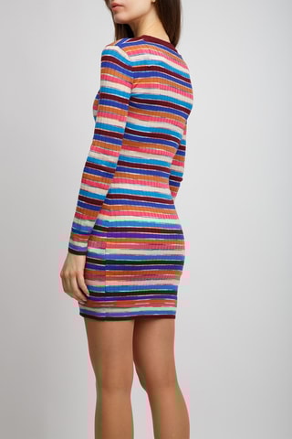 Robe pull en laine - Rose et bleu clair