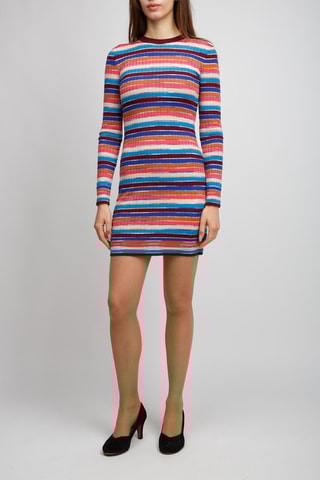 Robe pull en laine - Rose et bleu clair