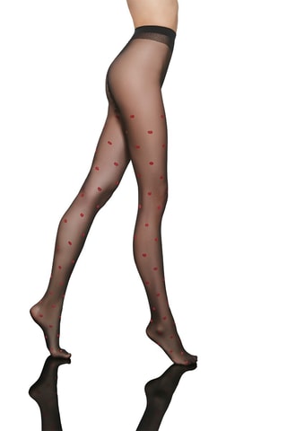 2 collants Chimère - 40 deniers - Noir et rouge