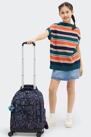 Sac à dos à roulettes New Zea - Bleu marine et rose poudré